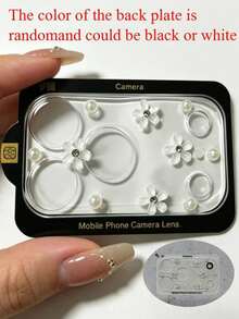 Fashionable Cute 3D Pink Flower Pearl Transparent Glass Camera Lens Protector Film For IPhone 17 Pro Max 17 Pro - Pearl-like Transparent Flowers - View 5