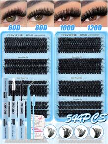 640/544/200 Clusters D Curl Individual Eyelashes High Capacity Fake Lashes Extensions Kit, Natural Thick Segmented Lash With Bond And Seal,Tweezers,Brush, Long Lasting Wispy False Lash Book Beginner Friendly, For Daily And Quick Makeup, Easy To Use - Baby Blue - View 16