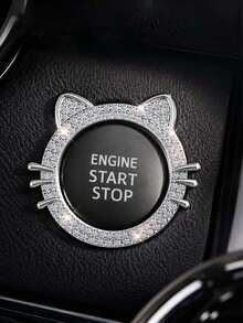 1pc Crystal Rhinestone Car Engine Start Stop Decorative Ring, Women's Shiny Car Accessory, Push Start Button, Key Ignition Starter And Knob Shiny Ring - A - View 3