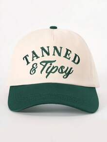 1件女款刺繡 TANNED Tipsy 配色棒球帽，時尚軟頂可調帽簷戶外帽，防曬透氣，適合戶外運動、露營、旅行、度假的假期禮物 - 棒球帽 - 查看 18