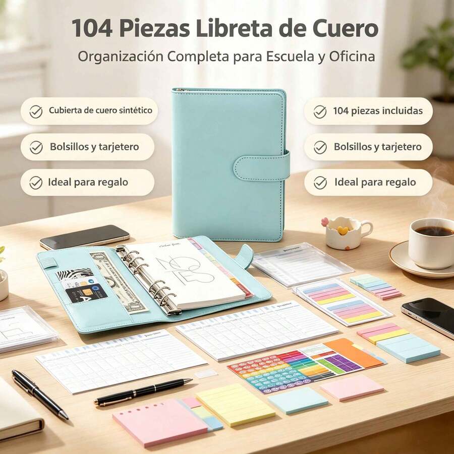 MEFENY 90 Pieces Leather Notebook A6 Binder Notebook Pocket Gift