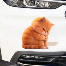 10/6/5/3/2/1pc Cute Grumpy Orange Tabby Cat Stickers Kawaii Ginger Kitten Removable PVC Funny Animal Decals For Car Window Bedroom Luggage Rome Auto Decor Fall Bathroom Decor Halloween Wall Decor - A - View 5