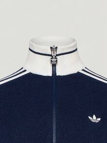 Adidas Originals 女款拼色條紋修身運動夾克 - 藏蓝色 - 查看 3