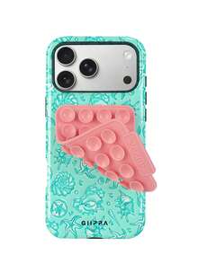 GIIPPA 1件暖橘色與粉橘色海洋元素圖案設計手機殼，適用於Phone 17 Pro Max，附粉色吸盤，相容於Phone 16 Pro Max、15 Pro Max、14 Pro Max，韓系高端時尚趣味手機殼，相容於11/12/13/14/15/16 Pro Max Plus，優雅設計適合男女使用，聖誕節、情人節、復活節、婚禮季與生日送給女友的完美禮物！ - 淺綠色 - 查看 1