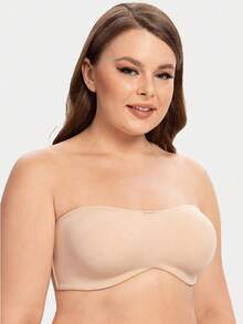 MELENECA Women's Strapless Bra For Large Bust Minimizer Unlined Bandeau With Underwire - Beige - View 4