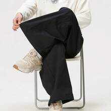 Adidas 三葉草彎刀褲男褲新款運動褲寬鬆闊腿工人直筒褲梭織長褲 - 黑色 - 查看 5
