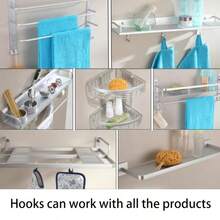 1/4pcs No-Drill Iron Hooks, No-Damage Adhesive Over Door Back Rack, Universal For Bathroom, Kitchen, Cabinet, Hang Towels, Clothes, Bath Balls, Razors, Space-Saving Storage Hooks, Multi-Purpose Removable Adhesive Wall Door Hanger Organizer - View 10