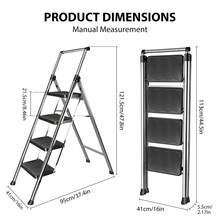 4-Step 3-Step Folding Ladder Household A-Frame Step Stool, Thickened Carbon Steel With Handrails, Non-Slip Wide Pedal, 150kg Load, Foldable Storage Ladder, Multi-Use Plant Stand Shelf - 4-step Folding Ladder - View 2