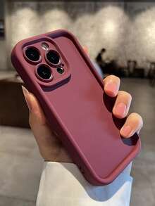 VRNOEI 1件極簡色塊矽膠吸盤手機殼，適用於 iPhone 17 11 12 13 14 15 16 17 Pro Max，防震全包覆相機保護殼，防刮防指紋，親膚絲滑觸感保護套 - 粉色 - 查看 4