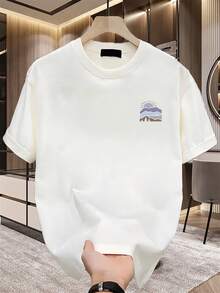 Modisches Marken-T-Shirt mit Aufdruck für Herren im Sommer, aus schwerer reiner Baumwolle, im koreanischen und japanischen Stil, vielseitige Oberteile für Männer. - Schwarz - Übersicht 7