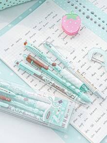 4pcs Strawberry Chocolate Gel Ink Pens, 0.5mm Retractable Ballpoint Pens Quick-Drying Black Ink, Including 1pc Chocolate Scented Pen And 1pc Erasable Pen, Ideal Gift For Girls And Students Back To School - Gel Pen - View 9