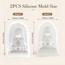 2pcs Aesthetic Praying Angel Silicone Candle Molds, 3D Flower Child Wax Mold DIY Aromatherapy Making, Plaster Statue Mold For Creating Peaceful Home Decor, Unique Casting Tool - 2-piece Moon, Star, Flower, Angel Mold - View 7