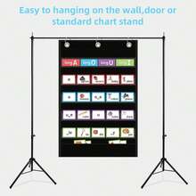 1pc Hanging Pocket For Storing Letters, Cards, Words And Sentence Strips, Durable Nylon Material Word Pockets With Extra Storage Pockets, With 3 Metal Holes, Suitable For School Home Office - A - View 8