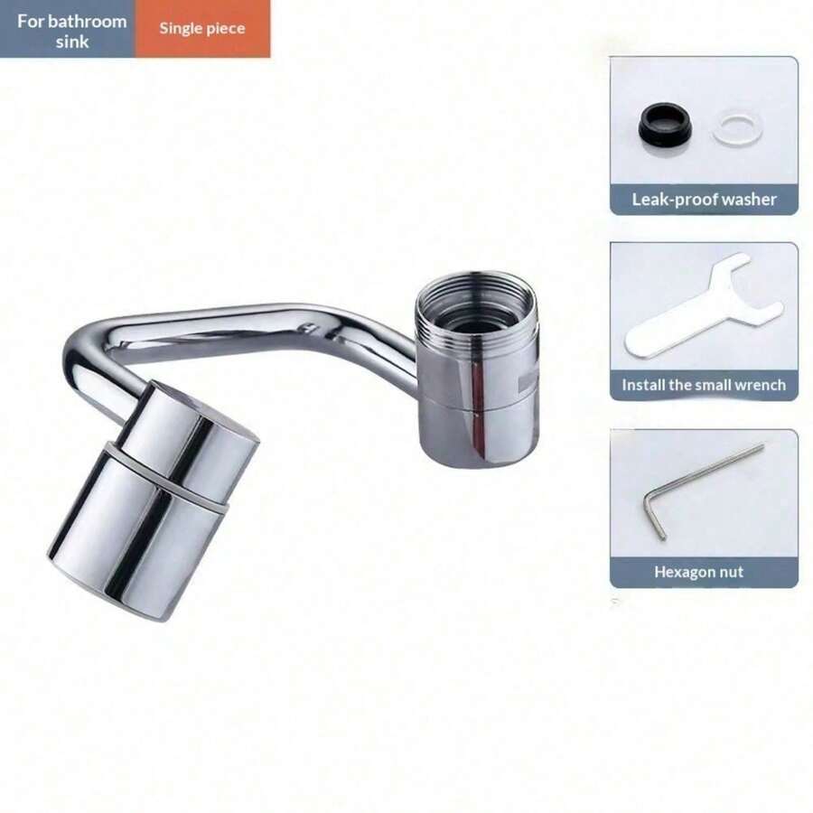 Patented 1080°Swivel Faucet-Extender Sink-Aerator - 2-Mode Splash Water Tap Extension, Kitchen Bathroom 360 Rotate Spray Attachment, Multifunctional Universal Robotic Arm -Wash Hand/Hair/Face - Mechanical Arm C-shaped Single-mode - View 1
