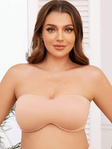 MELENECA Women's Strapless Bra For Large Bust Minimizer Unlined Bandeau With Underwire - Maroon - View 4