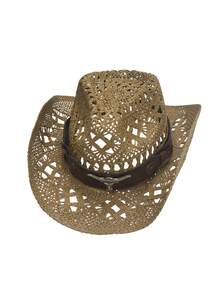 1pc Unisex Western Cowboy Straw Hat, Woven Sun Hat For Spring/Summer Travel, Beach, Casual Sun Protection (If The Brim Is Deformed Upon Receipt, Please Manually Adjust It Back) - MZ3056+ML02 - View 14