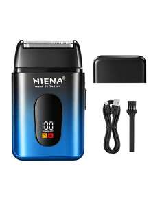 HIENA Multi-Function Electric Shaver, Men's Electric Shaver, Reciprocating Shaver, Perfect For Trimming Hair And Facial Hair. Comes With Brush, High-Quality Gift Choice, Mini Design Convenient For Travel - Blue - View 11