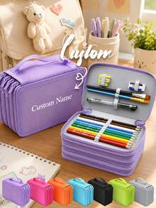 Tas Penyimpanan Pensil Portabel 4 Lapis Warna Solid, 72 Slot dengan Resleting, Cocok untuk Pensil Warna, Pena Gambar, Kuas Lukis, Ideal untuk Pelajar dan Pecinta Seni - MultiWarna - View 7