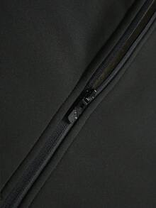 Women's Thick Fleece Lined Hooded Zip-Up Sweatshirt, Solid Black Minimalist Casual Versatile Winter Jacket - Black - View 6