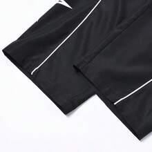 Men's Side Star & White Stripe Straight Leg Sports Pants - Black - View 4