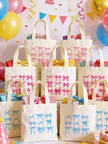 5/10pcs Mini/S/M/L Size Reusable Cute Rabbit Bow Heart Pattern Canvas Gift Bags Party Favor Bags Set, Birthday Party Kids Theme Party Gift Bags Baby Shower Back To School Graduation Party Theme Party Thanksgiving Christmas Anniversary Party Gift Packaging Bags Essential - View 4