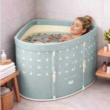 3pcs Triangular Fan-Shaped Foldable Bathtub, Portable Adult Bathtub, Large Size, Wraparound Folding Design, Corner Design, Easy To Store And Carry. - Multicolor - View 10