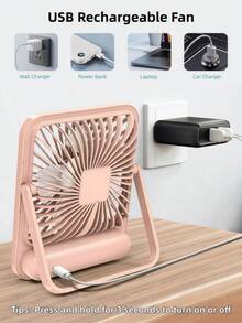 1PC 5-Speed 180° Foldable Desk Fan, Desktop & Hanging Dual Use, Quiet USB Rechargeable, Multi-Angle Airflow For Home, Office & Outdoor - Multicolor - View 5