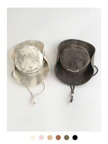 Wide Brim Summer Workwear Hiking Bucket Hat, Four Seasons Solid Color Quick-Dry Hanging Rope Bucket Hat, UV Protection Sun Hat, Unisex Outdoor Thin Western Cowboy Hiking Hat, Spring/Summer Face-Slimming Wide Brim Sun Protection Hat, Distressed Wasteland Style Solid Color Workwear Hiking Bucket Hat, Four Seasons Solid Color Quick-Dry Bucket Hat, UV Protection Sun Hat, Unisex Outdoor Thin Western Cowboy Hiking Hat - Multicolor - View 6