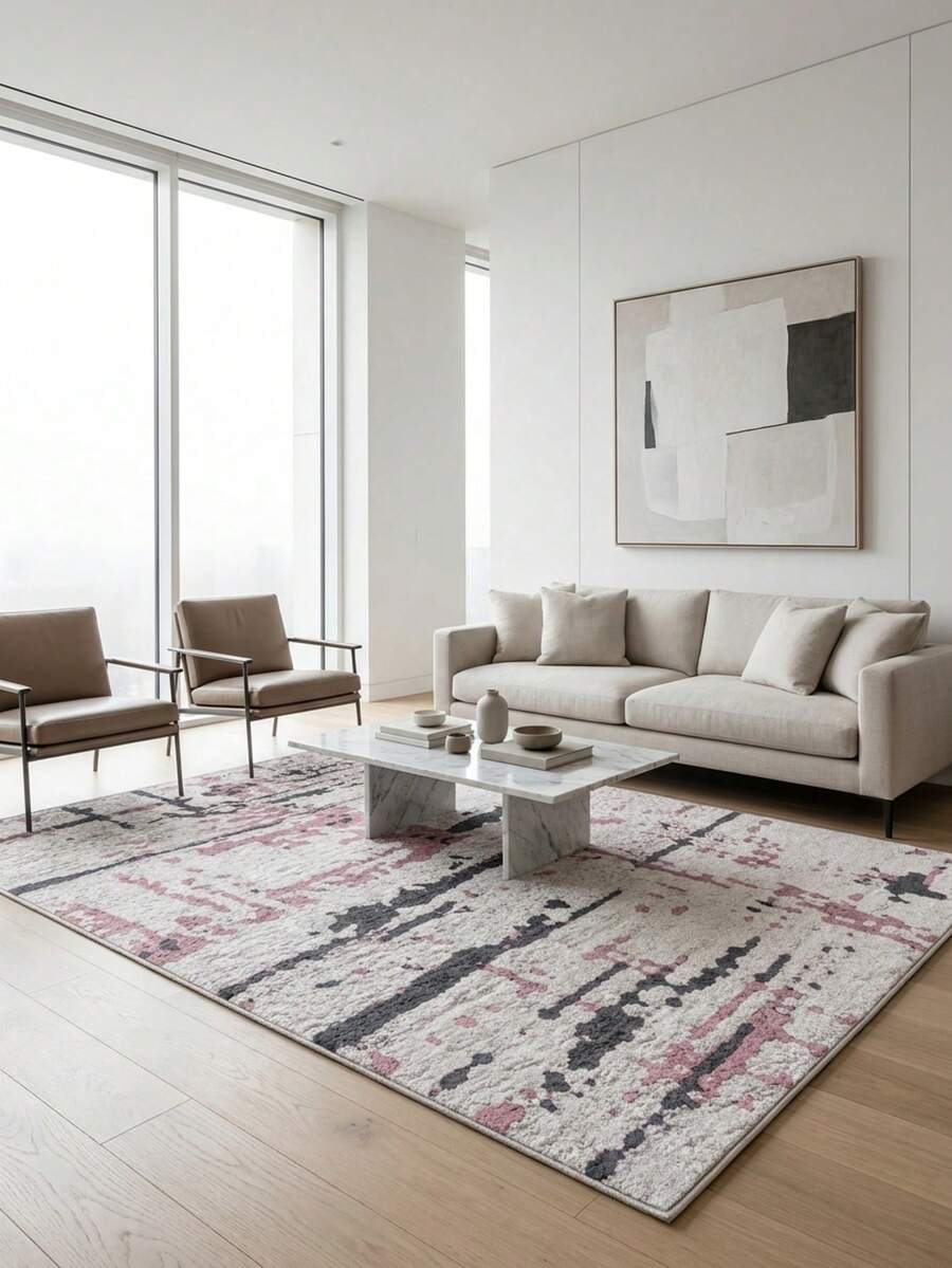 Vicenza Machine Washable Non-Slip Decorative Modern Vintage Kitchen Runner Hallway And Living Room Rug - Coral Pink - View 1