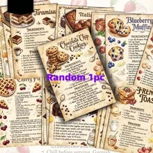 20pcs Vintage Printed Recipe Cards, 3.9*5.7 Inch Dessert Baking Illustrations & Steps, Single-Sided Vintage Cooking Reference Card Set, Suitable For Home Kitchen, Recipe Collection & Baking Gifts - Multicolor - View 7