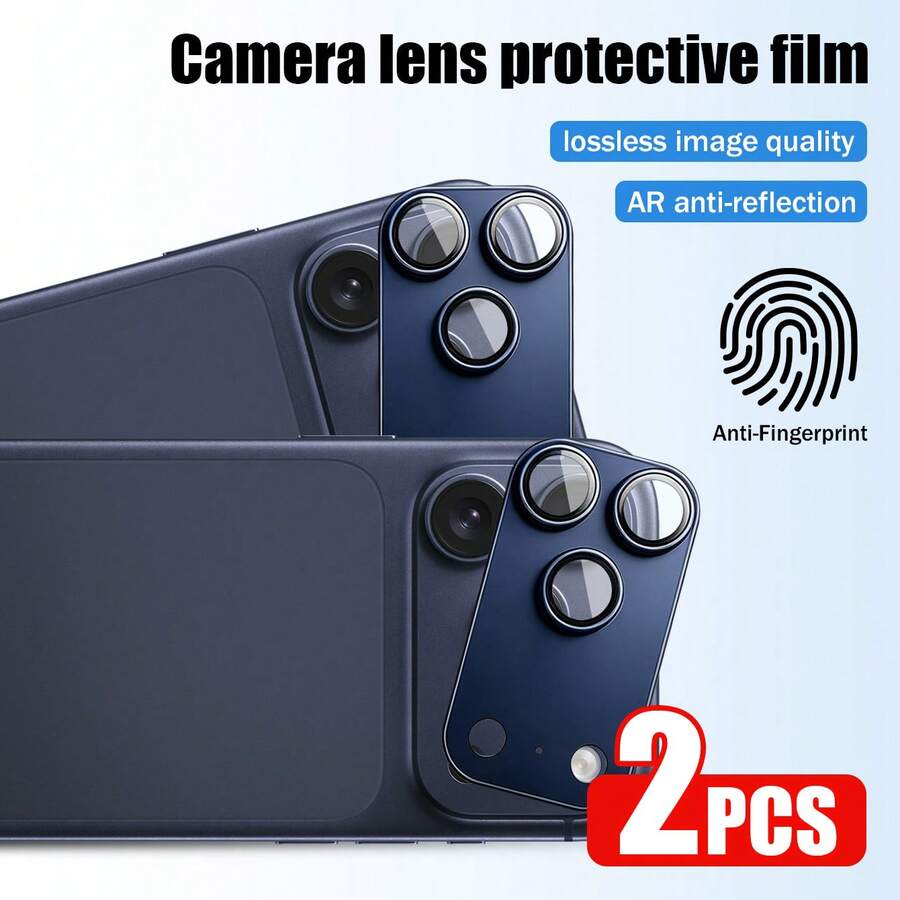 2片裝 17 Pro Max 17Pro 鎧甲相機鏡頭保護鋼化玻璃膜,金屬鋼化鏡頭玻璃手機配件,時尚原色相機膜,優異的抗刮損與耐磨性,有效抵禦日常指紋殘留,無縫貼合安裝,確保平滑無氣泡的整體效果 - 2個 - 查看 1