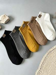 1/5 Pairs Men's Snow Mountain Sports Short Socks, Breathable Invisible Sweat-Absorbing Casual, Suitable For Daily Wear, Sports, Back To School Season - Multicolor - View 4
