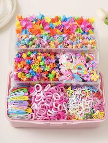 146件組女孩彩色五角星BB髮夾，可愛蝴蝶花小抓夾，女孩髮飾套組，時尚簡約髮箍與髮圈，適合日常馬尾固定，適合日常穿著與派對，完美禮物選擇。（隨機款式與顏色 - OPP袋裝） - 綠色 - 查看 2