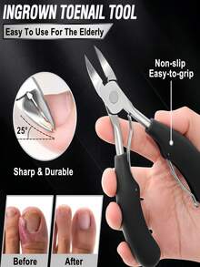 6pcs Ingrown Toenail Care Set - Wide Mouth Large Angle Nail Clipper Suitable For Thick Nails, Includes Nail File And Foot Care Tools, Black Long Handle Nail Clipper, Unisex Manicure & Pedicure Set, Suitable For Halloween, Christmas Gifts - Multicolor - View 7
