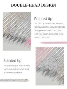 100 Peças Caneta de Resina Acrílica de Ponta Dupla para Aplicação de Strass, Ferramenta Multifuncional de Arte de Unhas para Desenho de Pontos e Flores com Empurrador de Cutícula, Acessórios de Manicure para Unhas Postiças, Design de Encantos de Unhas DIY, Uso Doméstico e de Salão de Unhas para Iniciantes - Multicolorido - Visão 5