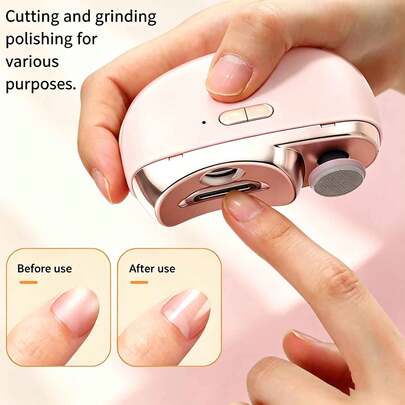Electric Nail Clippers Are Portable And Multifunctional, Suitable For Hand And Foot Nails, Home Travel Nail Tools, 2-In-1 Polishing Electric Nail Clippers, Children's And Adult Nail Polishers, With Lighting And Nail Chip Storage Box 400mAh
