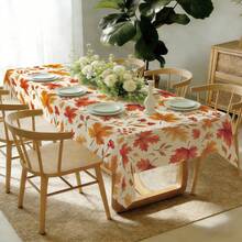 1pc Minimalist Autumn Maple Leaf & Berry Pattern Tablecloth, Stain-Resistant Dining Table Decor Cloth, Suitable For Kitchen, Dining Table, Coffee Table, TV Stand, Entryway, Party Holiday Decoration, Home Decor, Autumn Gathering - Multicolor - View 6