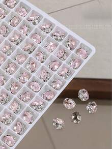 4Pcs Flashing K9 Rhinestone Nail Art Decor, Bottomless Crystal Ball Style, Clear White Pigeon Egg Diamond - Multicolor - View 11