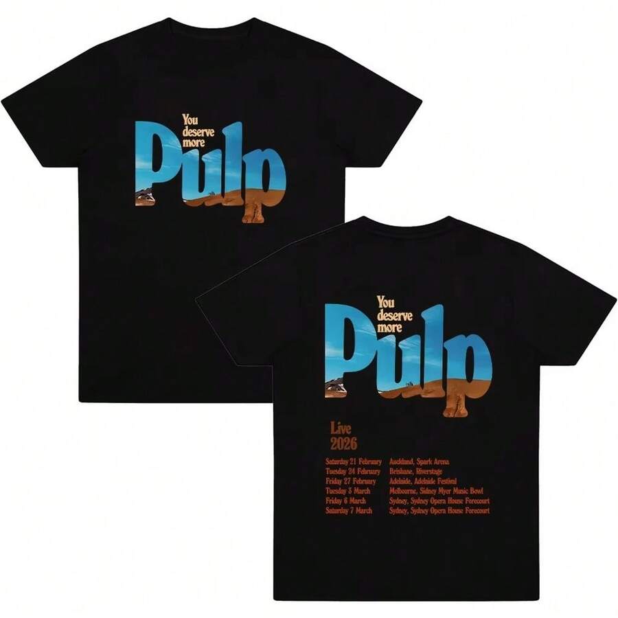 Pulp Band Live 2026 T-Shirts, Rock Band Graphic Tees, Grunge Hip Hop, Unisex Streetwear, Cotton, Men Women, High Quality, New