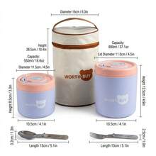 1pc/Set Portable 304 Stainless Steel Thermal Insulated Lunch Box With Handle, Leak Proof Fruit Salad Food Storage Container, Dishwasher & Microwave Allowable,Suitable For Student Adult Use In School, Office,Picnic, Travel, Back To School - Multicolor - View 14