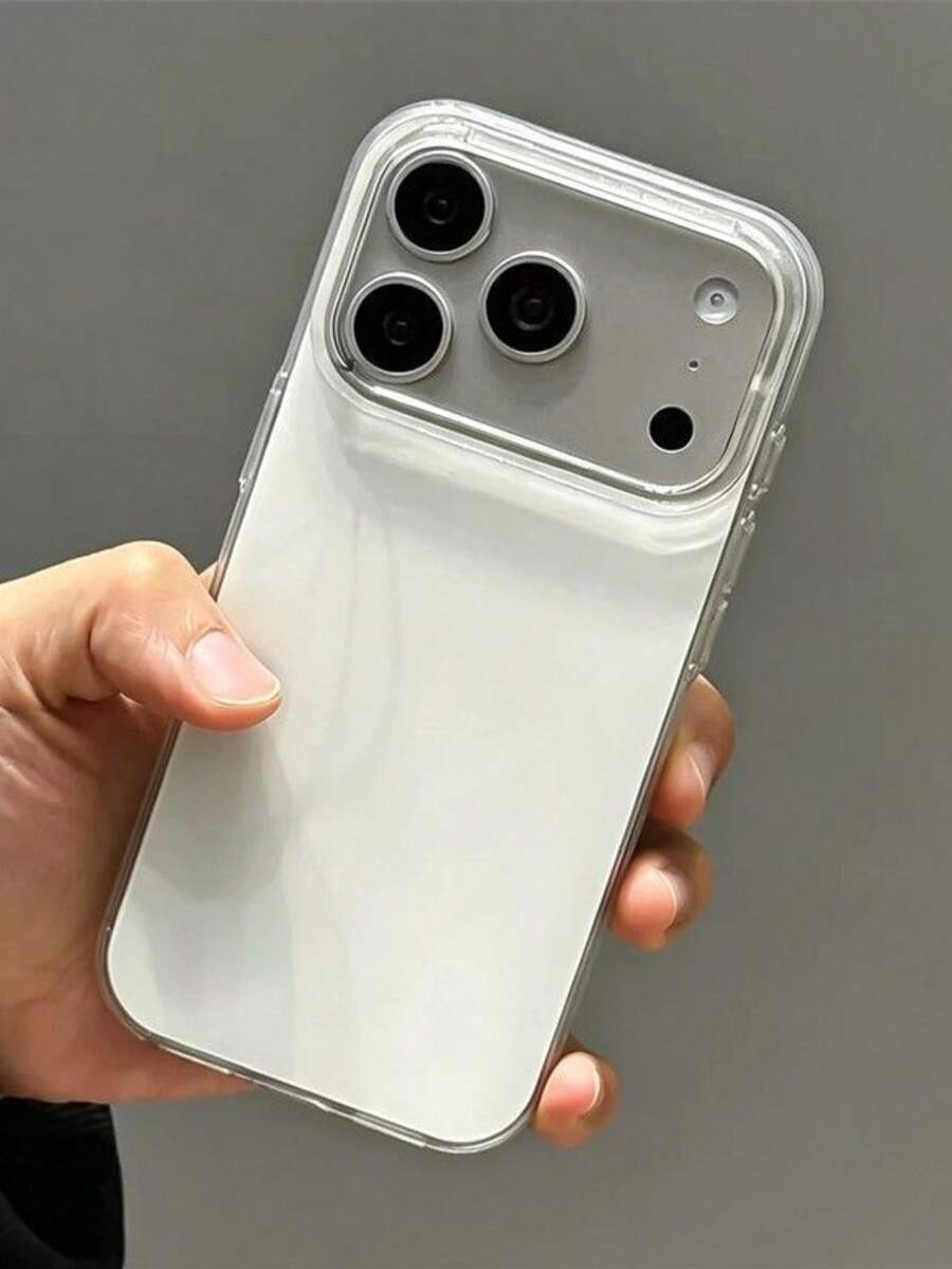 可愛果凍亮面手機殼,適用於 iPhone 17 Pro Max 17 Pro 17 17 Air 16 15 14 13 12 Pro Max 11,純色防震軟殼背蓋 - 白色 - 查看 1