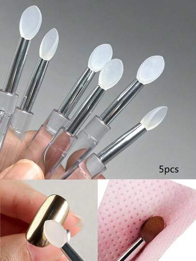 Nail Art Transparent Mirror Powder Aurora Powder Applicator With Lid, Glitter Eyeshadow Portable Multi-Function Brush, Nail Art Supplies, Blending Brush