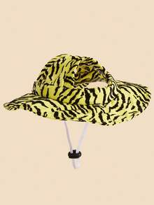 Sombrero de sol de poliéster con estampado de leopardo amarillo único, visera solar ajustable anti-caída, accesorio para perros, adecuado para que perros pequeños lo usen al aire libre en primavera, otoño e invierno - Amarillo - Ver 10