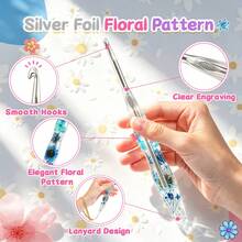 1pc Dried Flower Resin Transparent Crochet Hook, Exquisite Bubble Packaging, New Silver Needle Head, Comfortable Ergonomic Handmade Grip Design, Suitable For DIY Knitting Scarves, Sweaters And Other Handmade Projects - Crochet Needles - View 5