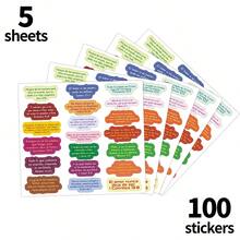 100Pcs/5Sheets Spanish Bible Verse Stickers, Colorful Scripture Label Decals, Self Adhesive Faith Christian Stickers For Bible Journaling Scrapbook Notebook Planner Packaging, Gift Wrapping, Envelope Sealing, Church Gift Religious Crafts Supplies - A - View 2