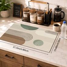 1pc Modern Minimalist Geometric Pattern Diatomaceous Earth Kitchen Drain Mat, Quick-Drying Absorbent Non-Slip Coffee Machine Mat & Dish Drying Mat, Suitable For Kitchen Countertop And Home Decor - Multicolor - View 11