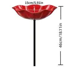1pc 3D Outdoor Bird Bath, Red Metal Bird Feeder Bowl, Suitable For Garden, Weather-Resistant Wild Bird Bathing Device, For Yard Or Patio Decoration - A - View 6