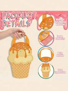 1/4pcs Ice Cream Tote Bags, Suitable For Birthday, Wedding, Pool Party, Picnic, Cute Cone Party Gift Bags For Candy, Snacks, Gifts, Summer Celebration, Wedding & Birthday Decoration - Multicolor - View 7