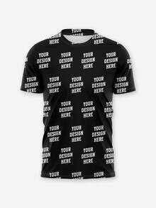 1pc Personalized Custom All-Over Print T-Shirt, DIY Upload Photo/Text, Customizable For Couples/Family/Pets/Fun/Idol Fan Souvenirs, Crew Neck Short Sleeve Casual Top, Suitable For Birthday/Wedding/Anniversary Gifts - White - View 3