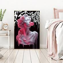 1 Stück schicker rosa Mädchen Luftballons Leinwand Wandkunst Muster, moderne flüssige Wanddekoration für Wohnzimmer Küche Poster für Zimmer, für Kunstliebhaber Heimdekoration Enthusiasten, perfektes Geschenk für Einweihungsparty, Zimmerdekoration Ästhetik, optionaler Rahmen. - Mehrfarbig - Übersicht 9
